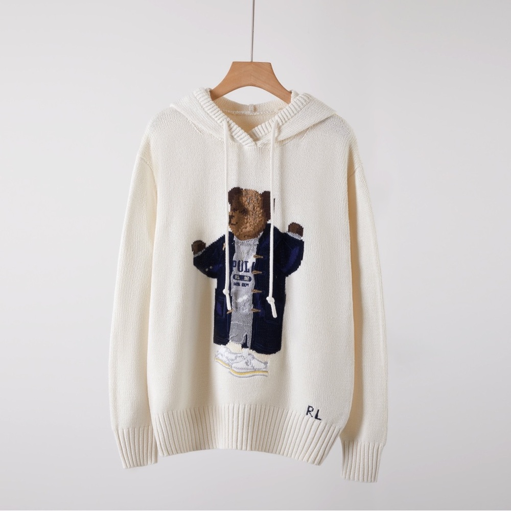 Elegant Cream Sweater with Bear Motif